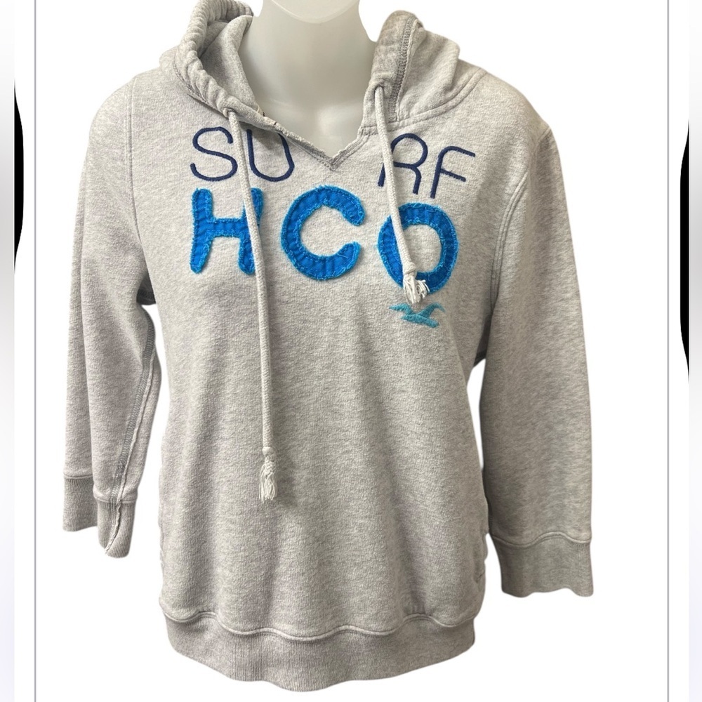 Hollister Kids' Tops HCO Surf Graphic Pullover Hoodie Size Large Grey